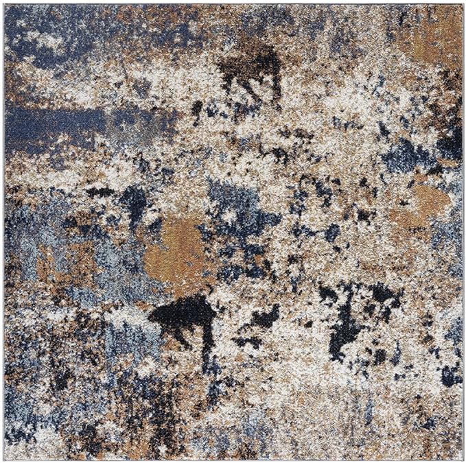 Keen Home Design Area Rugs - 8ft Round Non-Shedding, Abstract Rugs for Kitchen, Living Room, Bedroom, Dining Room, Entryway - Size: 7'10" Square, Multi