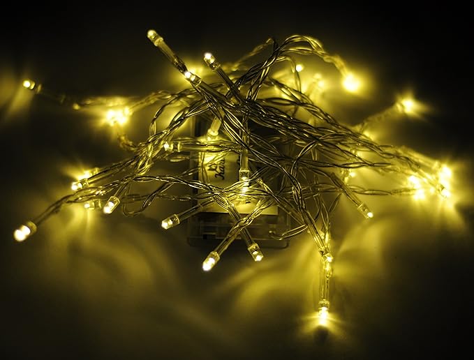 Karlling Battery Operated Fairy Lights, 13ft Durable Short Clear Wire LED Twinkle String Lights for Christmas, Valentine’s Day, Halloween,Weddings, Parties, and Indoor/Outdoor Decor(Warm White)