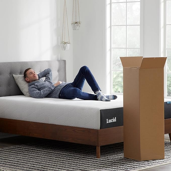 Lucid 12 Inch Memory Foam Mattress - Medium Plush Feel - Infused with Refreshing Bamboo Charcoal and Cooling Gel - Bed in a Box - Temperature Regulating - Pressure Relief - Breathable - King Size