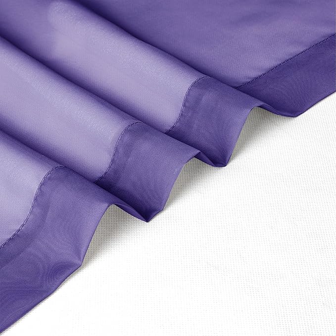 Chyhomenyc Purple Sheer Curtains 45 Inch Long 2 Panels, Light Filtering Rod Pocket Voile Short Curtains Drapes for Living Room Bedroom Small Windows, 42Wx45L Inches