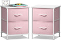 Sorbus Nightstand with 2 Drawers - Kids Bedside Furniture End Table Night Stand - Steel Frame, Wood Top & Easy Pull Fabric Bins - Dresser & Chest for Home, Bedroom Accessories, Office & Dorm (2 Pack)