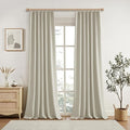 KangBang Pinch Pleated Linen Curtains Blackout 90 Inches Long for Bedroom, Living Room Drapes with Hooks 2 Panels Set for Nursery, Sun Blocking Elegant Window Treatments,42x90 Inch, Linen