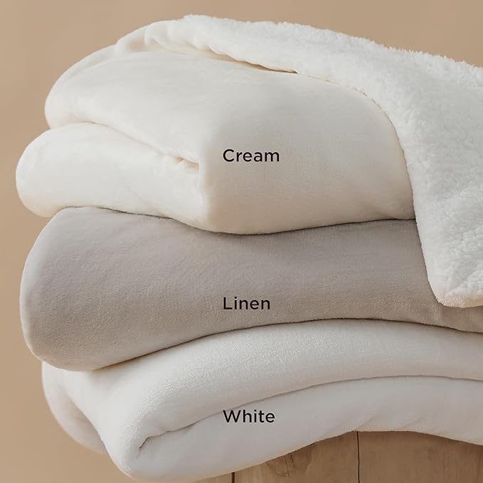 Bedsure GentleSoft Sherpa Fleece Oversized Cal King Blankets for Bed - Thick and Warm Throw for Women and Men, Soft Fuzzy Plush Large Blanket for Winter, White, 112x98 Inches