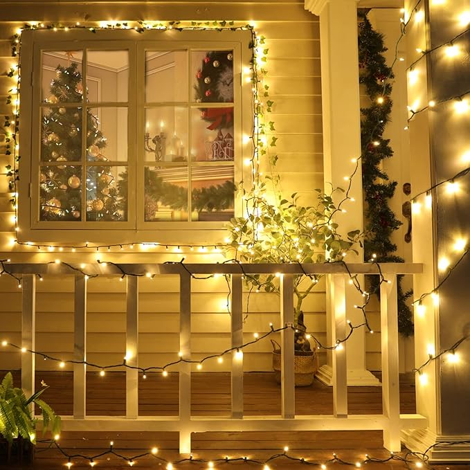 Christmas LED Mini String Lights, 28Feet 100LEDs Mini Lights for Christmas Tree, UL Listed Christma Lights Set Waterproof Plug in for Outdoor Indoor Wreath Roof Garland Holiday Decoration, Warm White