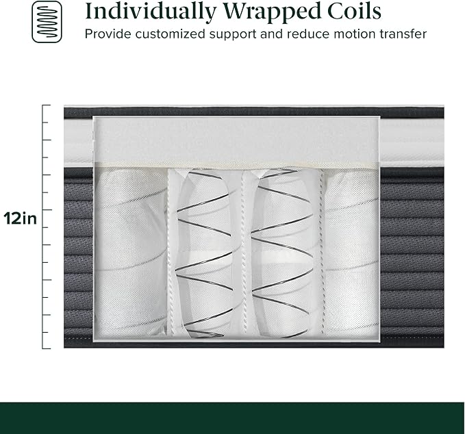 ZINUS 12 Inch True Support Hybrid Mattress [New Version], King, Fiberglass Free, Medium Feel, Motion Isolation, Certified Safe Foams & Fabric, Mattress in A Box