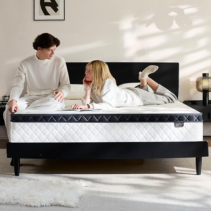 Twin Mattress in a Box, 10 Inch Twin Hybrid Mattress with Individual Pocket Spring & Memory Foam, Motion Isolation, Comfort for Pressure Relief, CertiPUR-US Certified