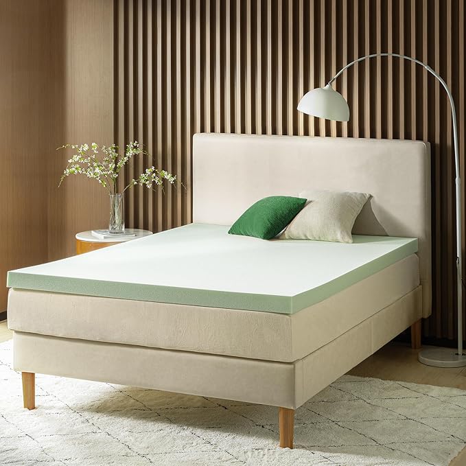 ZINUS 3 Inch Green Tea Memory Foam Mattress Topper, Smaller, More Convenient WonderBox Packaging, Pressure-Relieving Layers, CertiPUR-US Certified, King