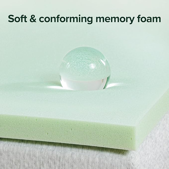 ZINUS 1.5 Inch Green Tea Memory Foam Mattress Topper, Smaller, More Convenient WonderBox Packaging, Pressure-Relieving Layers, CertiPUR-US Certified, Queen