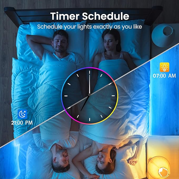 TJOY 50ft Bluetooth LED Strip Lights, SMD5050 Music Sync Tape Lighting, RGB Color Changing Rope Lighting with Remote,Smart APP Control, LED Lights for Bedroom,TV,Room DIY (APP+Remote +Mic/50ftx1)