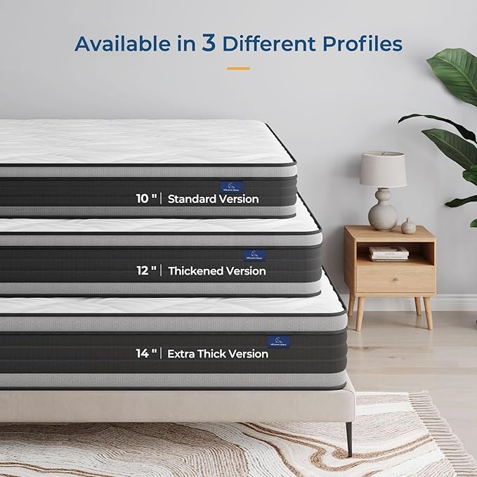 Vesgantti Twin XL Mattress, 12 Inch Hybrid Twin XL Size Mattress in a Box, Memory Foam and Individually Pocket Spring, Innerspring Mattress for Pressure Relief and Supportive, Medium Firm