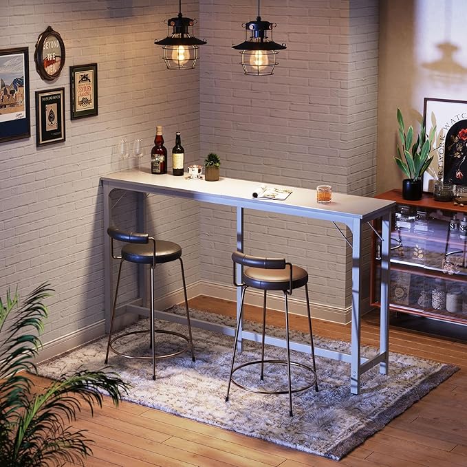 ODK 71 Inch Bar Table, Bar Height Pub Table, Counter Height Bar Table, Rectangular High Top Kitchen & Dining Counter Tables with Sturdy Legs & Easy-to-Clean Top, White