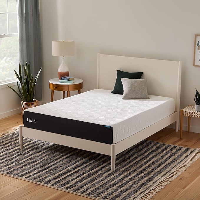 Lucid 10 Inch Memory Foam Mattress - Medium Feel - Infused with Refreshing Bamboo Charcoal and Cooling Gel - Bed in a Box - Temperature Regulating - Pressure Relief - Breathable - California King Size