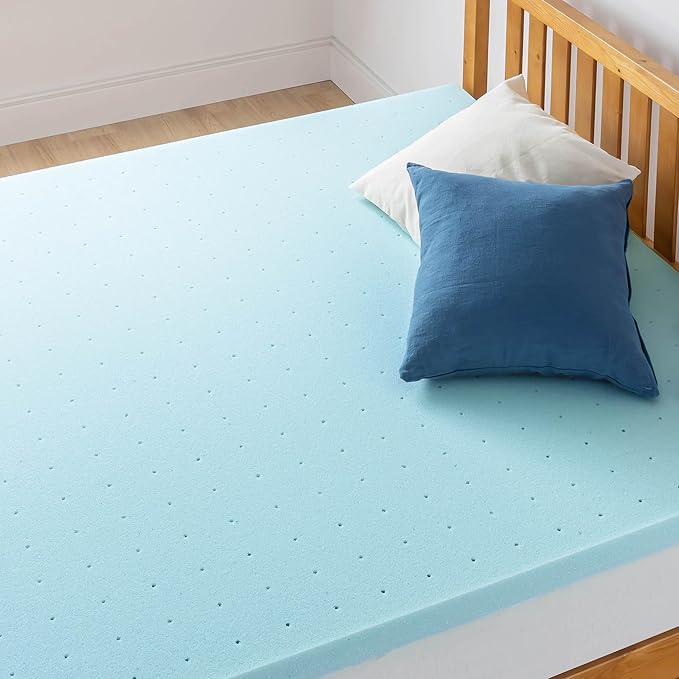Best Price Mattress 1.5 Inch Ventilated Memory Foam Mattress Topper, Cooling Gel Infusion, CertiPUR-US Certified, Dorm Essentials, Queen
