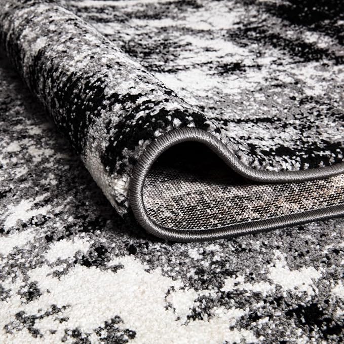 Keen Home Design Area Runner Rugs - 2x8 Non-Shedding, Abstract Runner for Kitchen, Living Room, Bedroom, Dining Room, Entryway - Size: 2'8" x 7'7", Abstract Black