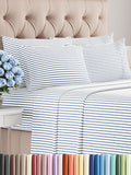 Queen 6 Piece Sheet Set - Comfy Breathable & Cooling - Soft Hotel Luxury Bedding Set with 8-16 Inch Deep Pockets - 1 Flat & 1 Fitted Sheet & 4 Pillowcases - Wrinkle Free & Easy Care - Blue Stripes 2