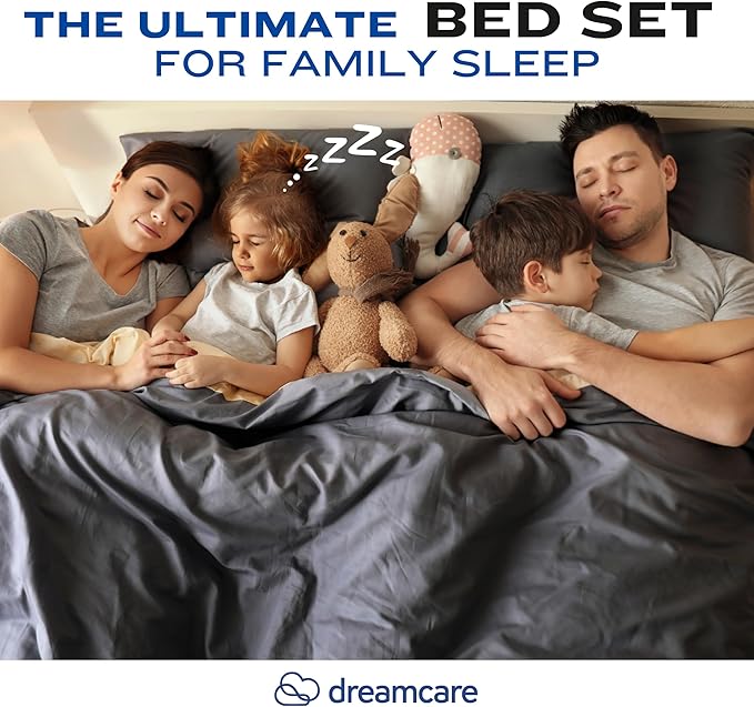 DREAMCARE Full Size Sheets – 4 pcs Cooling Sheets – up to 21” Deep Full Sheet Set – Hotel Luxury Pillowcases – Superior Softness 100% Fine Microfiber with Side Pocket – Gray