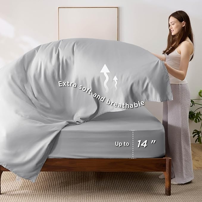 Bedsure Twin Comforter Set - 5 Pieces Reversible Grayish Purple Bedding, Twin Size Bed Set for All Seasons, Bed in a Bag with Down Alternative Comforter, Sheets, Pillowcase & Sham