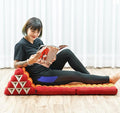 LEEWADEE 2-Fold Mat with Triangle Cushion – Comfortable TV Pillow, Foldable Mattress with Cushion Made of Eco-Friendly Kapok, 45 x 20 inches, Orange red