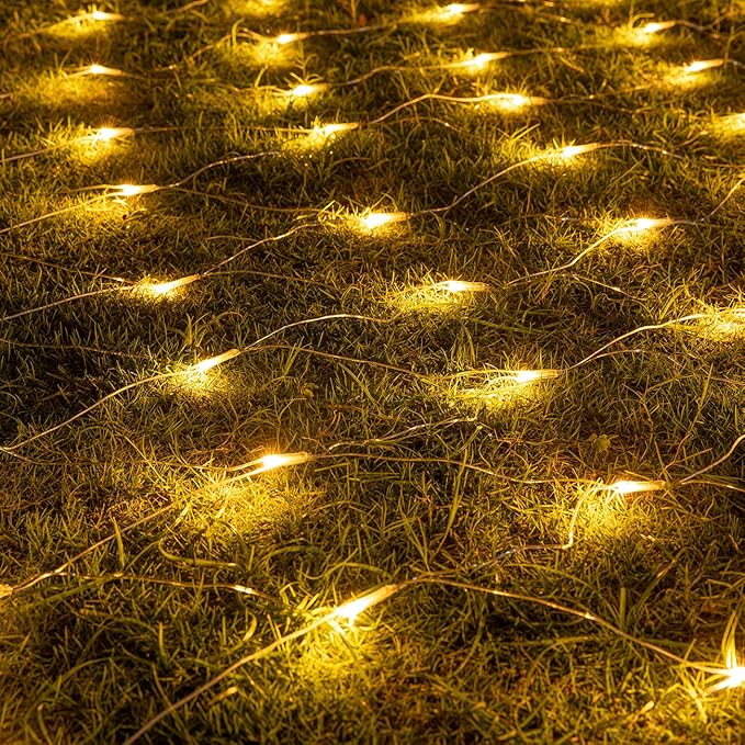 AWQ 360 LED 13.1ft x 6.6ft Warm White String Lights, 8 Modes, Timer Function, UL Certified, IP44 Rated, Outdoor Indoor Use