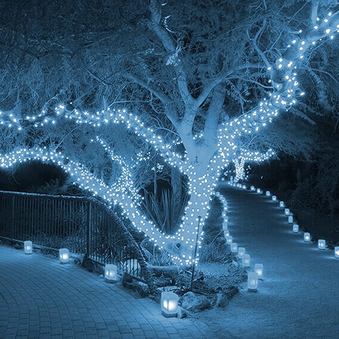 Dazzle Bright Christmas String Lights, 100 LED 33 FT Connectable Fairy Lights with 8 Modes, Waterproof Christmas Decorations for Indoor Outdoor Holiday Party Home Tree Decor (White)