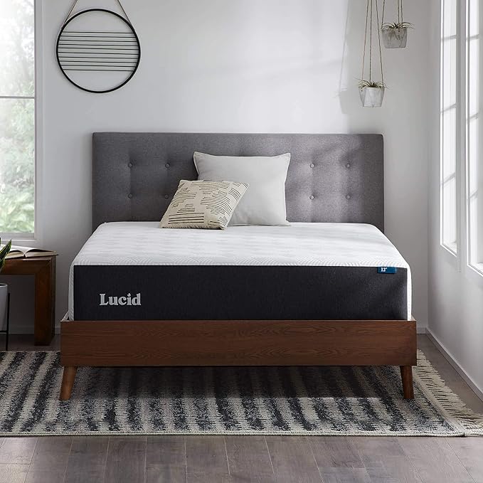 Lucid 12 Inch Memory Foam Mattress - Medium Firm Feel - Infused with Refreshing Bamboo Charcoal and Cooling Gel - Bed in a Box - Temperature Regulating - Pressure Relief - Breathable - Full Size