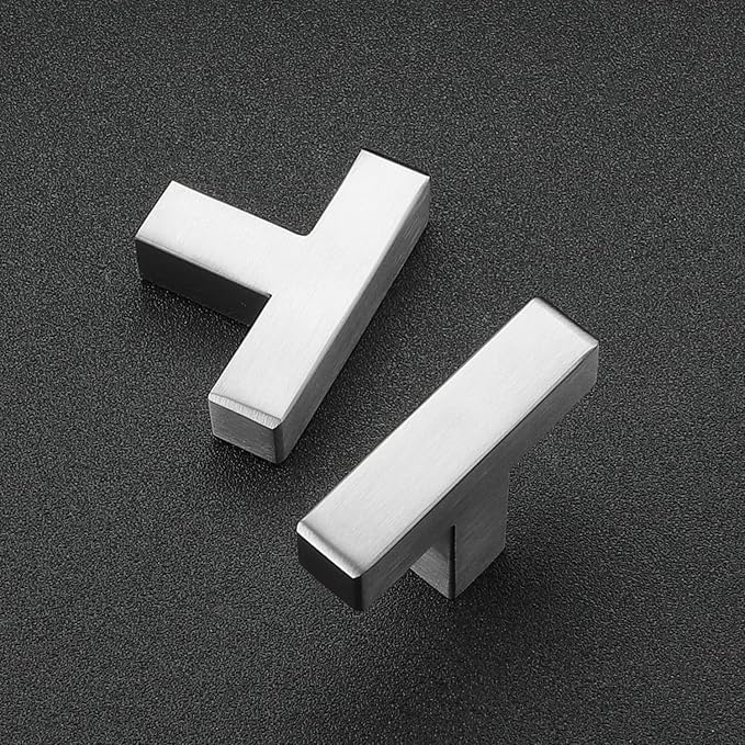 Ravinte 10 Pack Brushed Nickel Kitchen Cabinet Handles Single Hole Cabinet Pulls Square Kitchen Hardware for Cabinet Drawer Pulls Drawer Handles Come with Screwdriver