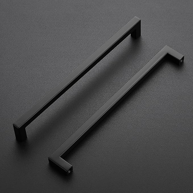 Ravinte 3 Pack Black Cabinet Pulls 10 Inch Square Kitchen Cabinet Handles Matte Black Kitchen Hardware for Drawer Pulls Drawer Handles Come with Screwdriver