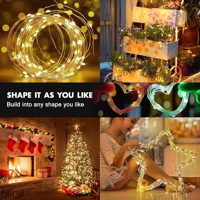 2Pack Battery Fairy Lights, Total 78Ft 240LED, Battery Operated Fairy Lights with Remote and Timer, RGB Color Changing String Lights/Twinkle Lights for Bedroom Indoor Christmas Decoration