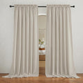 RYB HOME Extra Wide Semi Sheer Curtains, Back Tab Duralble Room Divider for Office Bedroom Separation, Large Window Curtains for Sliding Glass Door, Angora, W 70 x L 108, 2 Pcs