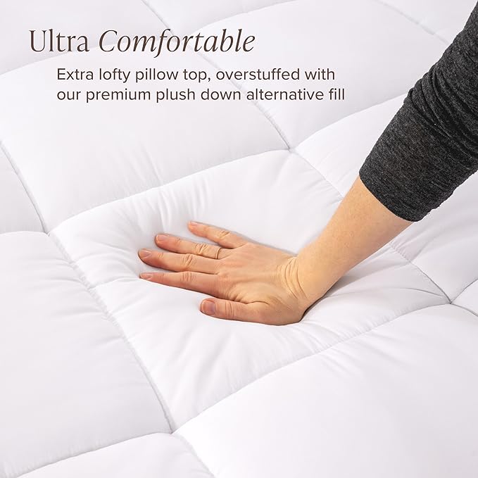 Bare Home Twin Extra Long Microplush Mattress Topper - Pillow Top Reversible - Mattress Cover - Dual Sided All-Season - 8" to 24" Deep Pocket - Fitted Cover - Dorm Essentials - Plush Bed Pad (Twin XL)