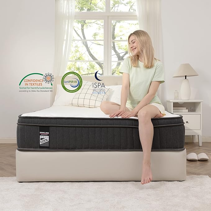 Queen Mattress, 10 Inch Hybrid Mattress in a Box with Gel Memory Foam and Pocket Spring, Medium Firm Feel, Cooler Sleep & Pressure Relief, 60 * 80 * 10, 120 Nights Risk-Free Trial