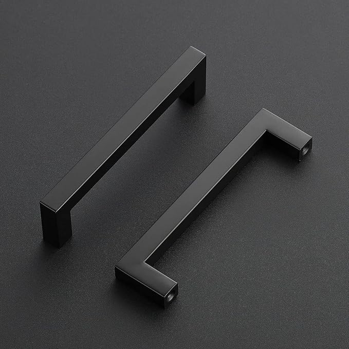 Ravinte 25 Pack Black Cabinet Pulls 5 Inch Square Kitchen Cabinet Handles Matte Black Kitchen Hardware for Drawer Pulls Drawer Handles Come with Screwdriver