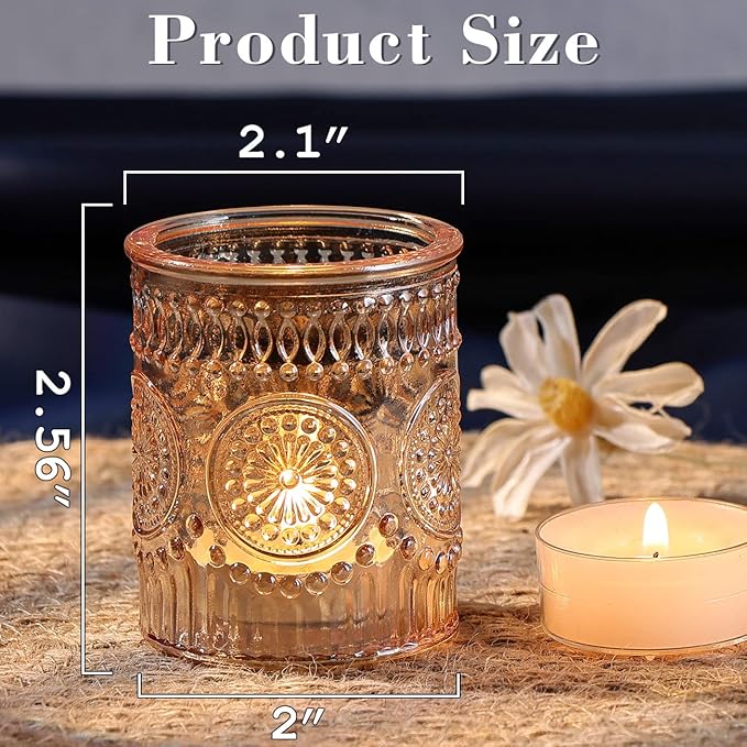 DARJEN Gold Votive Candle Holders Set of 36- Glass Candle Holders Bulk for Table Centerpiece, Tea Lights Candle Holders for Wedding Shower, Party, Home Decor