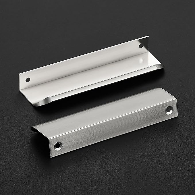 Ravinte Hardware 30 Pack Silver Cabinet Handles, 5 Inch (128mm) Finger Edge Pulls, 4 Inch Hole Center, Finger Pulls for Cabinets