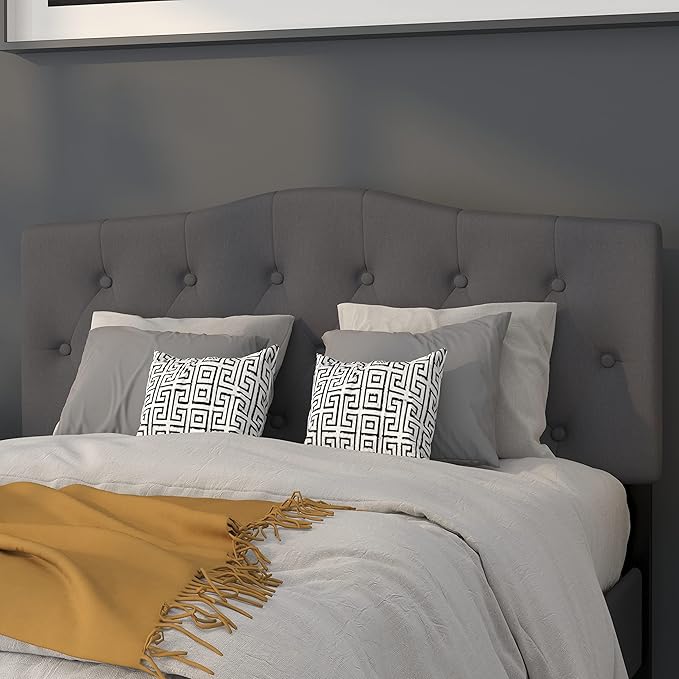 Flash Furniture Cambridge Tufted Upholstered Full Size Headboard in Dark Gray Fabric