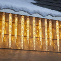 Minetom Icicle Lights Outdoor with Clips, 2 Pack Total 40ft 200 LED 40 Tubes Twinkling Ice Shape String Lights, Connectable Hanging Christmas Lights Plug in for Eave Holiday Outdoor, Warm White