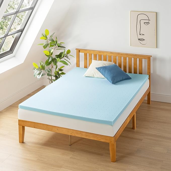Best Price Mattress 1.5 Inch Ventilated Memory Foam Mattress Topper, Cooling Gel Infusion, CertiPUR-US Certified, Dorm Essentials, Full