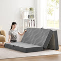 Foldable Mattress Cot 6 inch -Portable Grey Memory Foam Folding Matress with Washable Cover for Camping Travel Guest Room Home Use-Non-Slip&Easy Storage