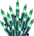 Minetom St. Patrick's Day Mini String Lights, 100 Count 27 Feet Detachable Incandescent Bulb Waterproof Green Fairy Lights Plug in for Indoor Outdoor Party Patio Christmas Decoration, Green Wire