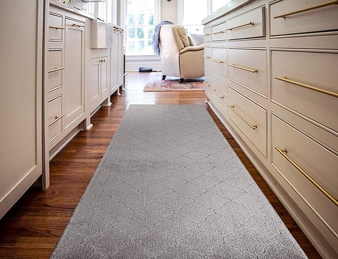 Custom Size Modern Runner Rug Carpet for Hallway Entryway Foyer Kitchen, Slip Resistant Latex Rubber Backed 31 inch Wide X Customized Length, Clouds Grey, 31 inch X 5 feet
