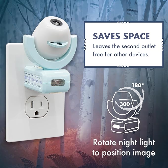 Projectables Disney Frozen 2 LED Projector Night Light, Plug-In, Dusk-to-Dawn, Elsa, Anna, and Olaf, Ideal for Hallway, Bedroom, Nursery, or Playroom – 45028