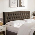 Tufted Upholstered Headboard Twin Size, Solid Wood Head Board with Durable Metal Legs, Adjustable Height Bed headboard from 37” to 51” Fabric Headboard in Modern Button Design, Chocolate