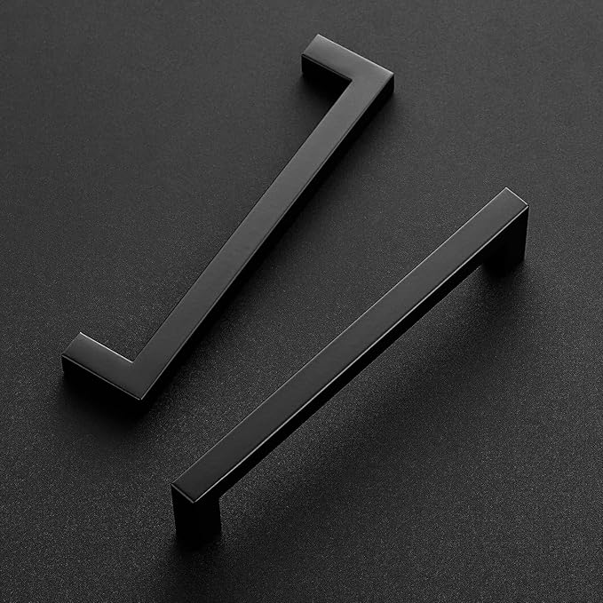 Ravinte 1 Pack 6-1/4 Inch Kitchen Square Cabinet Handles Matte Black Pulls Stainless Steel Drawer Pulls Kitchen Cabinet Hardware Handles