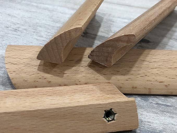 2Pcs Unfinished Wood Solid Furniture Pulls Handles,Unfinished Unpainted Paintable Wooden Handles Cupboard Closet Drawer Handle Pull,Length 4.84",Hole Dis.3.78"