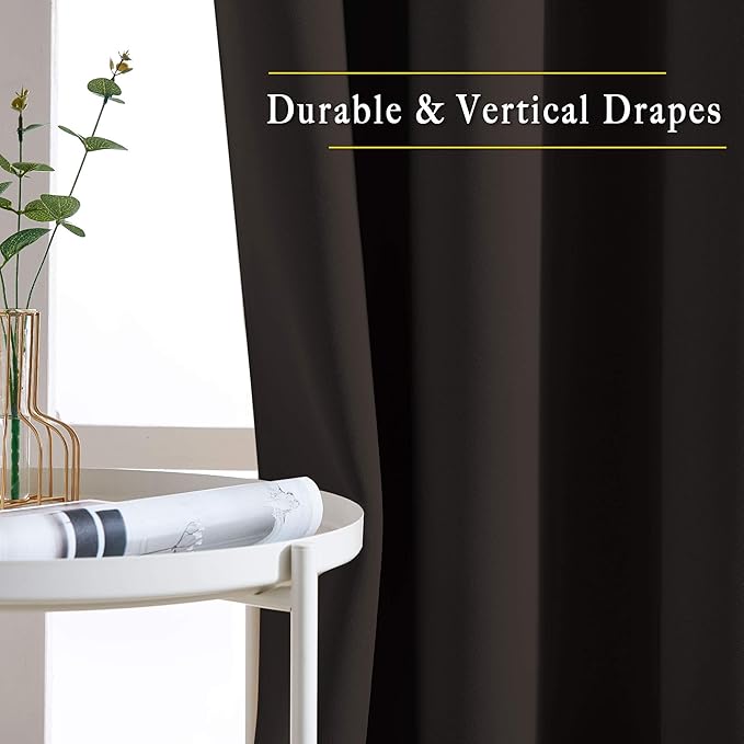 NICETOWN Toffee Brown Curtains 102 inches Long - Grommet Thermal Insulated Solid Blackout Curtains & Drapes Privacy Sound Reducing for Bedroom/Living Room (W66 x L102, 2 Panels)