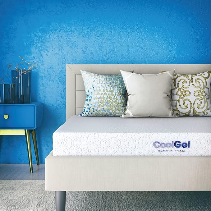 Cool Gel 6 Inch Queen Memory Foam Mattress Medium Firm, Memory Foam Mattress Queen Size Cooling, Made in the USA, 6" Depth with Pressure Relief, CertiPUR-US Certified No Fiberglass, CoolGel Bed