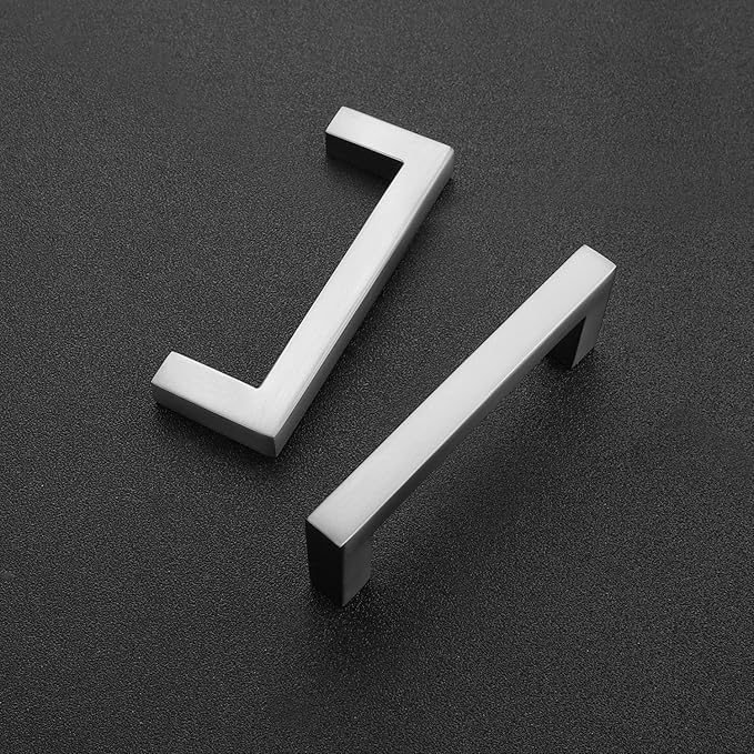 Ravinte 5 Pack Solid 3 Inch Center to Center Slim Square Bar Drawer Handles Kitchen Cabinet Handles Brushed Nickel Drawer Pulls Kitchen Cabinet Hardware Kitchen Handles Cabinet Pulls