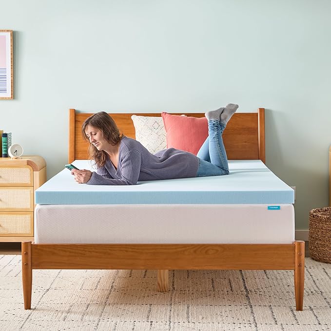 LINENSPA Memory Foam Mattress Topper - 3 Inch Gel Infused Memory Foam - Plush Feel - Cooling and Pressure Relieving - CertiPUR Certified - Dorm Room Essentials - Full Size