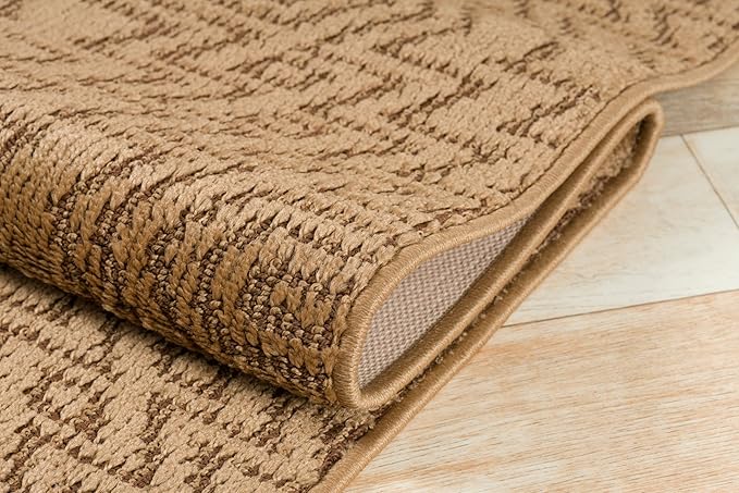 Custom Length Cut to Size Tribal Ethnic Southwestern Inspired Hallway Runner Rug, Non Slip Rubber Backed, 31 inch Wide X Customized Length, Inca Tan, 31 inch X 10 feet
