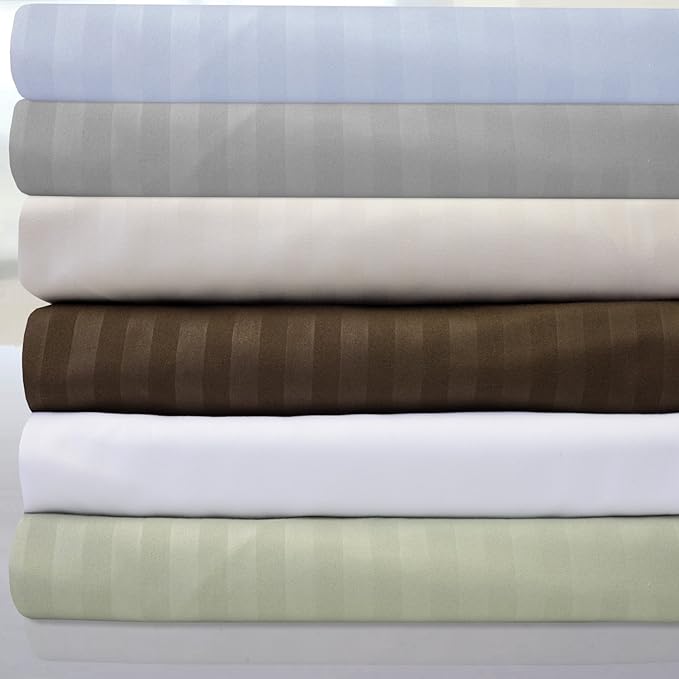 Dobby Stripe Queen Sheets - 6 Piece 1500 Supreme Collection Fine Brushed Microfiber Deep Pocket Queen Sheet Set Bedding - 2 Extra Pillow Cases, Great Value, Queen, Dobby Coffee